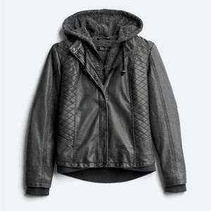 *NEW* Meriam Knit Hood Faux Leather Jacket